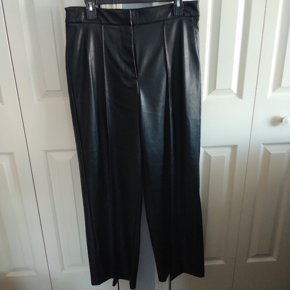 Nine West Pants - Nine West Black Faux Leather Wide Leg Pants 10